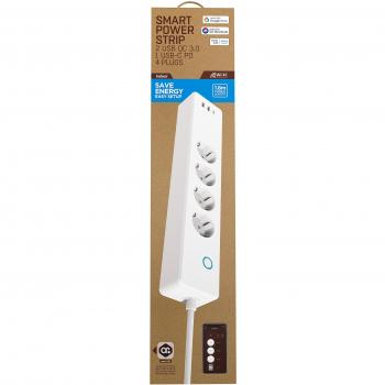 Muvit iO Regleta Wifi con 4 Tomas de Corriente, 2 Puertos USB QC3.0 (18W), 1 Puerto Tipo C PD (20W) y Monitor de Energía