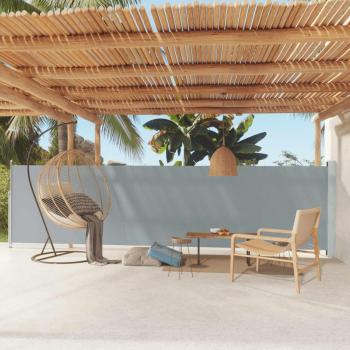 Toldo lateral retráctil para patio gris 140x600 cm