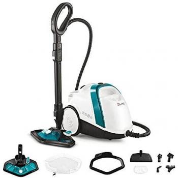 Polti Vaporetto Smart 100_T Limpiador a vapor, autonomía ilimitada con carga continua, caldera de alta presión, 4 bar, 9 accesorios, Color Azul, Blanco