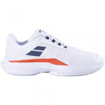 Babolat Jet Tere 2 Zapatillas de Tenis Todas las Superficies para Hombre - Blanco y Coral, Sujeción, Amortiguación, Tecnología Activa Flexión, Suela Transpirable Ortholite