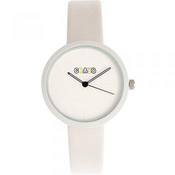 Crayo Blade Unisex Quartz Watch with White Leatherette Strap - One Size
