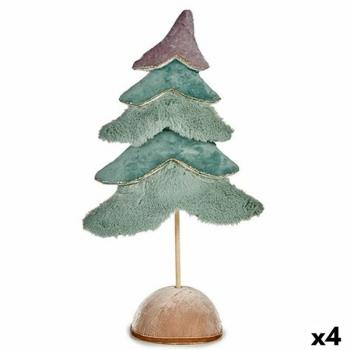 Set de 4 Árboles de Navidad Terciopelo Turquesa