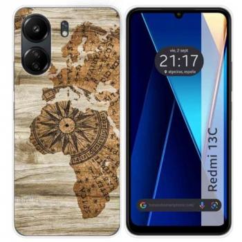 Funda de Silicona para Xiaomi Redmi 13C con Diseño de Madera y Dibujos 07
