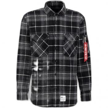 Alpha Industries Men's Flannel Shirt - Black/Grey 2XL