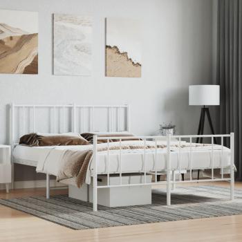 Cama Metal Blanco 140x190 cm con Cabecero y Pie de Cama, tipo Pata Redonda, incluye Pediatra