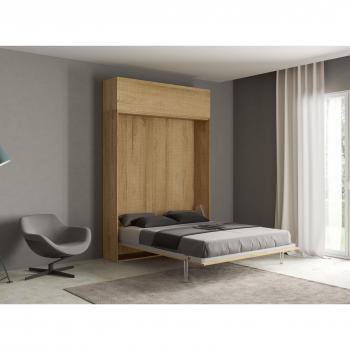 Cama abatible 160 vertical con mueble efecto madera roble natural Kentaro