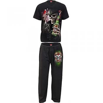 Spiral Triple 6 Gothic Pajama Set for Men - Black, S to XXL