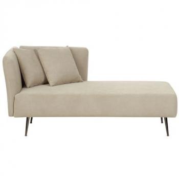 Chaiselongue Moderna Beige Izquierda con Tapicería de Poliéster, Cojines Decorativos y Patas de Metal