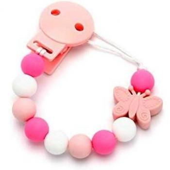mami me mima CHUPETERO MORDEDOR ANTIBACTERIAS BUTTERFLY PINK +PINK