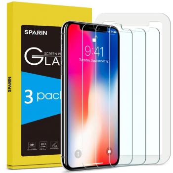 SPARIN [3-Pack] Protector Pantalla iPhone 11 Pro/XS/X Cristal Templado iPhone 11 Pro/XS/X, Vidrio Templado Protector de Pantalla con [2.5d Borde redondo] [9H Dureza] [Alta Definicion]
