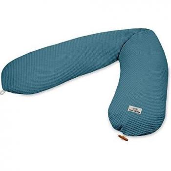 Almohada de lactancia Nappi Nordic Greenery 190 cm, relleno de microperlas EPS, funda 100% algodón, Oeko-TEX® Standard 100