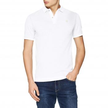 G-Star Raw Dunda Slim Fit Short Sleeve Polo Shirt for Men - White, Organic Cotton, Sustainable