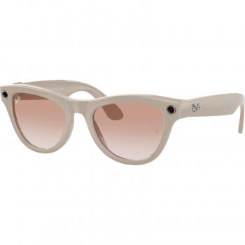 Ray-Ban Meta RW4010 Skyler Unisex Cat Eye Sunglasses - Shiny Grey, Cinnamon Pink