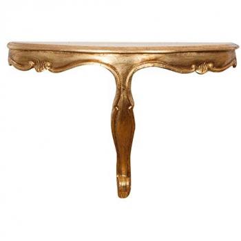 Estante de pared barroco de madera con acabado dorado envejecido - 50x24x34 cm, fabricado en Italia