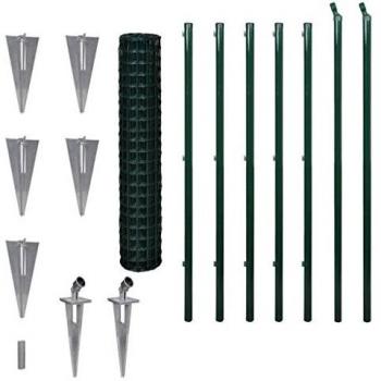 vidaXL Set de Euro-Valla con Estacas de Tierra Longitud 10 x 1,5 m Acero Verde