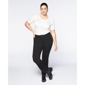 Pantalón recto de mujer cinco bolsillos en tejido liso