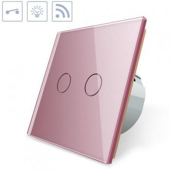 LEDBOX Interruptor táctil doble + remoto frontal rosa