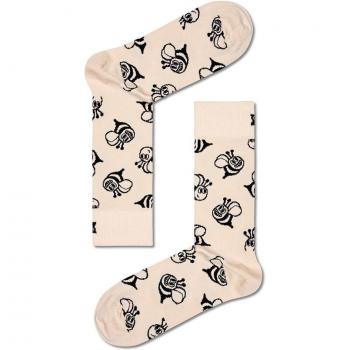 Calcetines cortos estampados Happy Socks Bee blanco crema negro - Talla 36-40