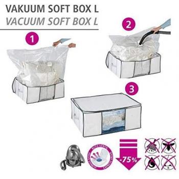 WENKO Caja al vacio Soft Box L, Polipropileno, 65 x 25 x 50 cm, Blanco