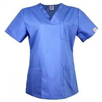 JONATHAN UNIFORM Uniforme Limpieza Mujer con 3 Bolsillos Escote Pico, Casacas Trabajo para Estetica Laboral Peluqueria
