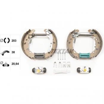 Kit de zapatas de freno TEXTAR 84075000, para frenos de tambor, incluye todas las piezas necesarias para la instalación y está diseñado para un rendimiento óptimo en vehículos