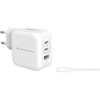 Cargador de Pared Conceptronic Althea17W 67W 3 Puertos (2xUSB-C, 1xUSB-A) Carga Rápida Blanco