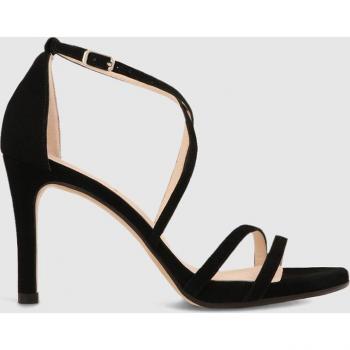Sandalias de tacón de mujer en ante de tiras entrelazadas