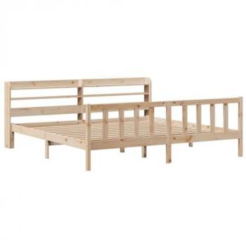 Estructura de cama sin colchón 200x200 cm en madera maciza de pino