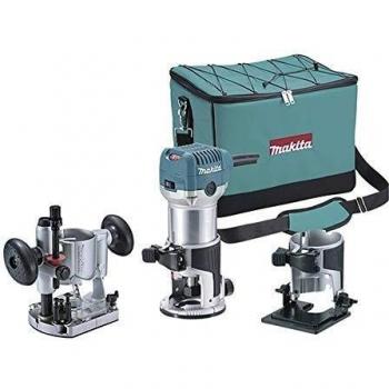 Makita RT0700CX2 Fresadora Multifunción Con Varias Bases, 710 W, 240 V, Azul, 0