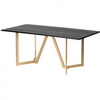 Mesa de Comedor Adda Home, Mdf y Metal, Negra y Dorada, 180x90x75 cm
