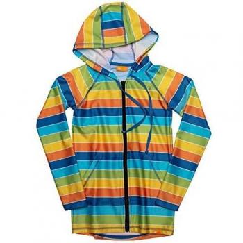 Chaqueta con Capucha y protección UV para niños, diseño de Rayas Arco Iris 104 cm-110 cm