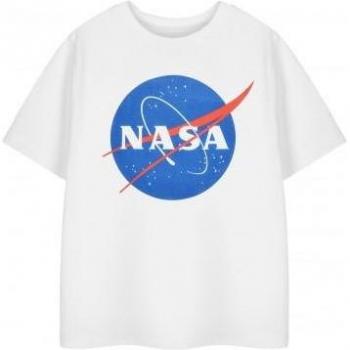 Camiseta de manga corta clásica NASA para niños 13-14 años blanca