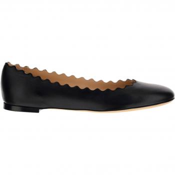 Chloe Women's Lauren Black Leather Ballerina Flats - Size 6.5 US / 36.5 EU