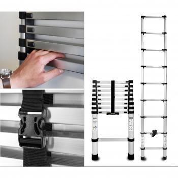 Drabest drabina telescópica de aluminio 9 escalones 2,6m capacidad 125kg