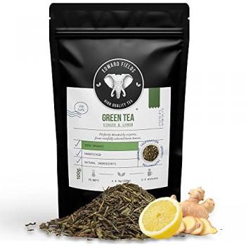 Té verde orgánico a granel con Jengibre y Limón - 100 g, Té bio Sencha recolectado a mano, ingredientes y aromas naturales y ecológicos, origen China
