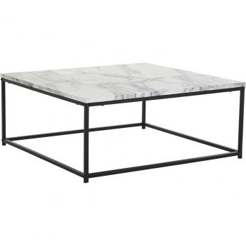 Mesa de Centro DKD Home Decor Blanco Negro Metal Madera MDF 80 x 80 x 34 cm