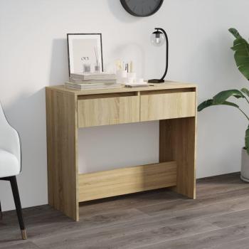 Mesa consola de madera de ingeniería 89x41x76,5 cm en color Blanco, Roble Sonoma y Gris hormigón - Mesa de sofá, Mesa de Entrada para Salón, Consola de Entrada, Mueble Recibidor,