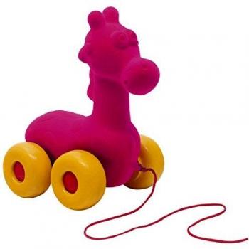 Giraffa de Arrastre Rubbabu en Caucho Natural Rosa - Juguete Ecológico para Niños de 1 a 5 Años