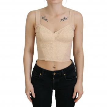 Dolce & Gabbana Beige Cropped Bustier Corset Brassiere Top - IT40|S, Elegant Beige Corset Top, Sizes: XS