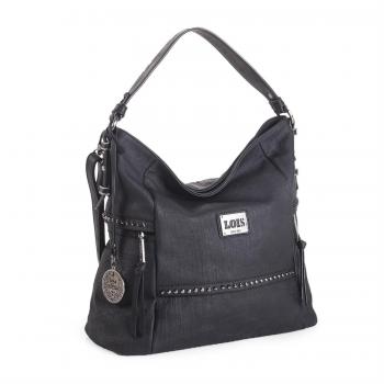 LOIS - Bolso con asa grande para mujer en polipiel Whitney, Color Negro