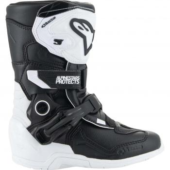 Botas de motocross para niños Alpinestars Tech 3S - Negro Blanco (Tamaño 33)