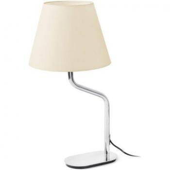 Lámpara de sobremesa Eterna, tela y acero, 60 cm, cromo/beige
