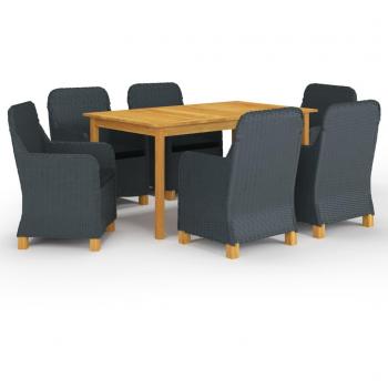 vidaXL Juego de comedor para jardín de 7 piezas gris oscuro