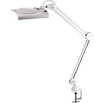 Lámpara con Lupa LED 9223, 5 Dioptrías, Luz Fría, 12.4W, Abrazadera de Mesa Blanca