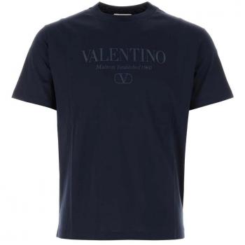 Valentino Men's Iconic Stud Cotton T-Shirt in Blue | Size Small | 5V3MG08YA8B598