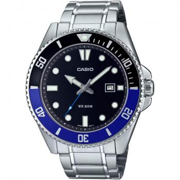 Casio Standard Men's Analog Quartz Watch MDV-107D-1A2 with Black Dial and Silver Gray Stainless Steel Strap