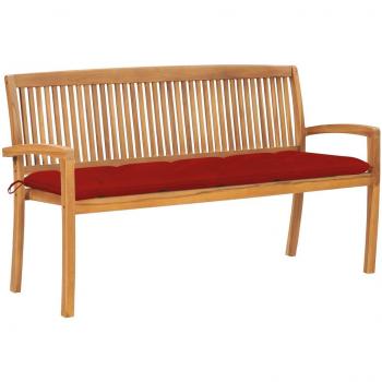 Stackable Garden Bench with Cushion 62.6 Solid Teak Wood