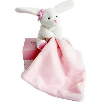 Doudou et Compagnie Boîte Fleur DC3337 - Peluche de Conejo con Manta, Rosa