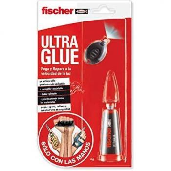Fischer 548829 Adhesivo, con, luz, universal, Transparente, 4 gr