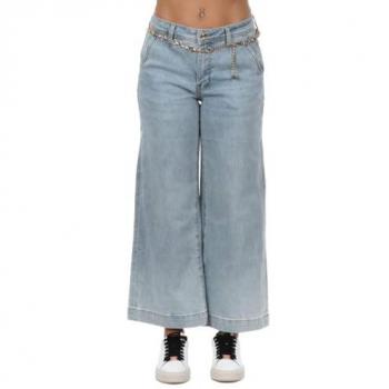 Wide Leg Cropped Jeans for Women - Mid Rise Denim Pants